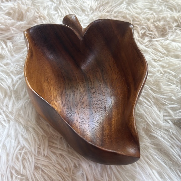 Vintage Monkey Pod Bowls Leaf Shaped Set of 4 MCM Mid Century Modern - Picture 4 of 9